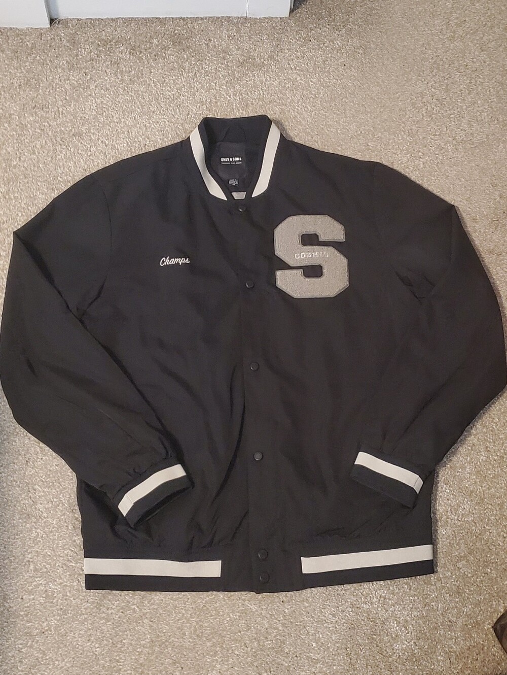 Only & Sons S Patch Black Varsity Jacket